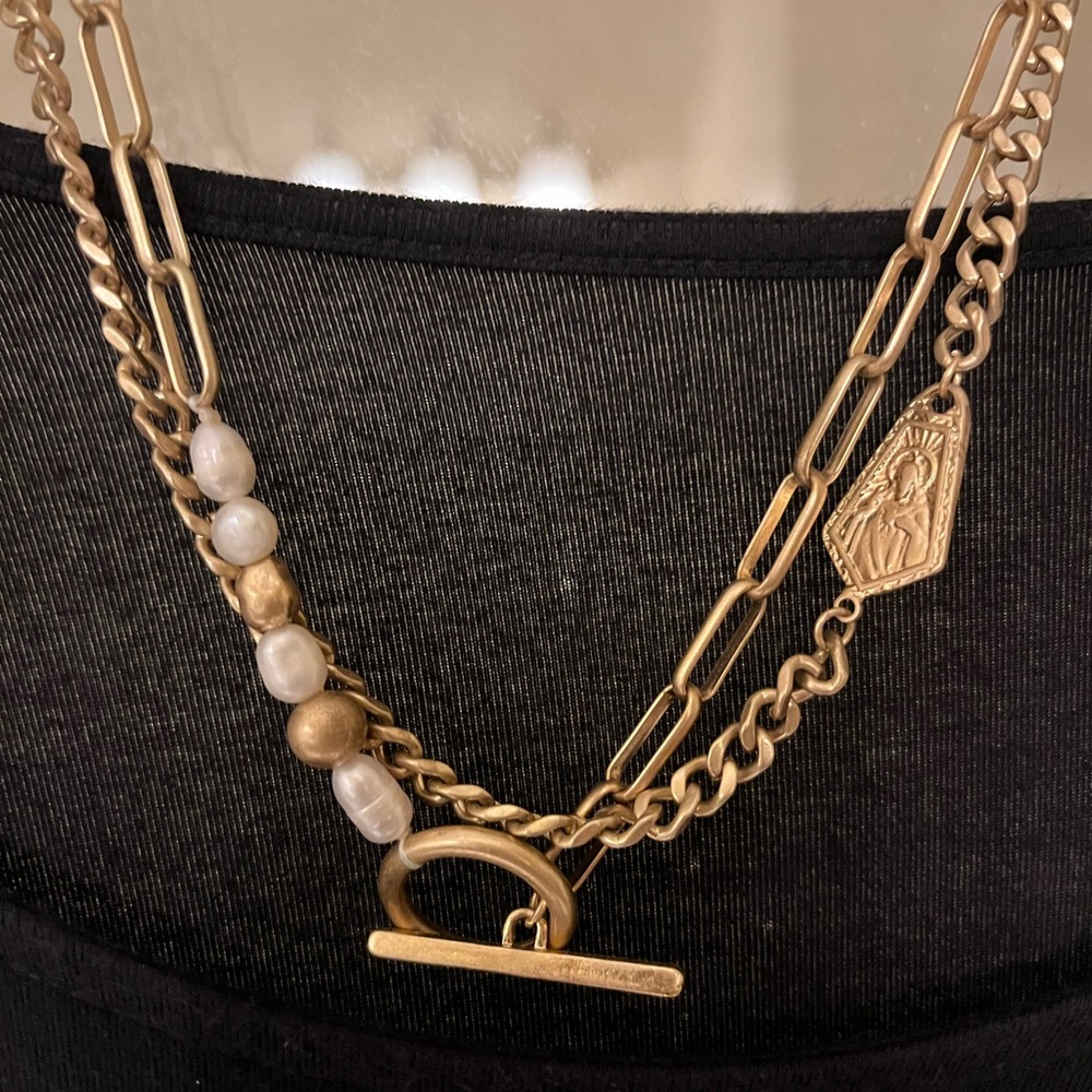 Gold and Pearl Layered Necklace